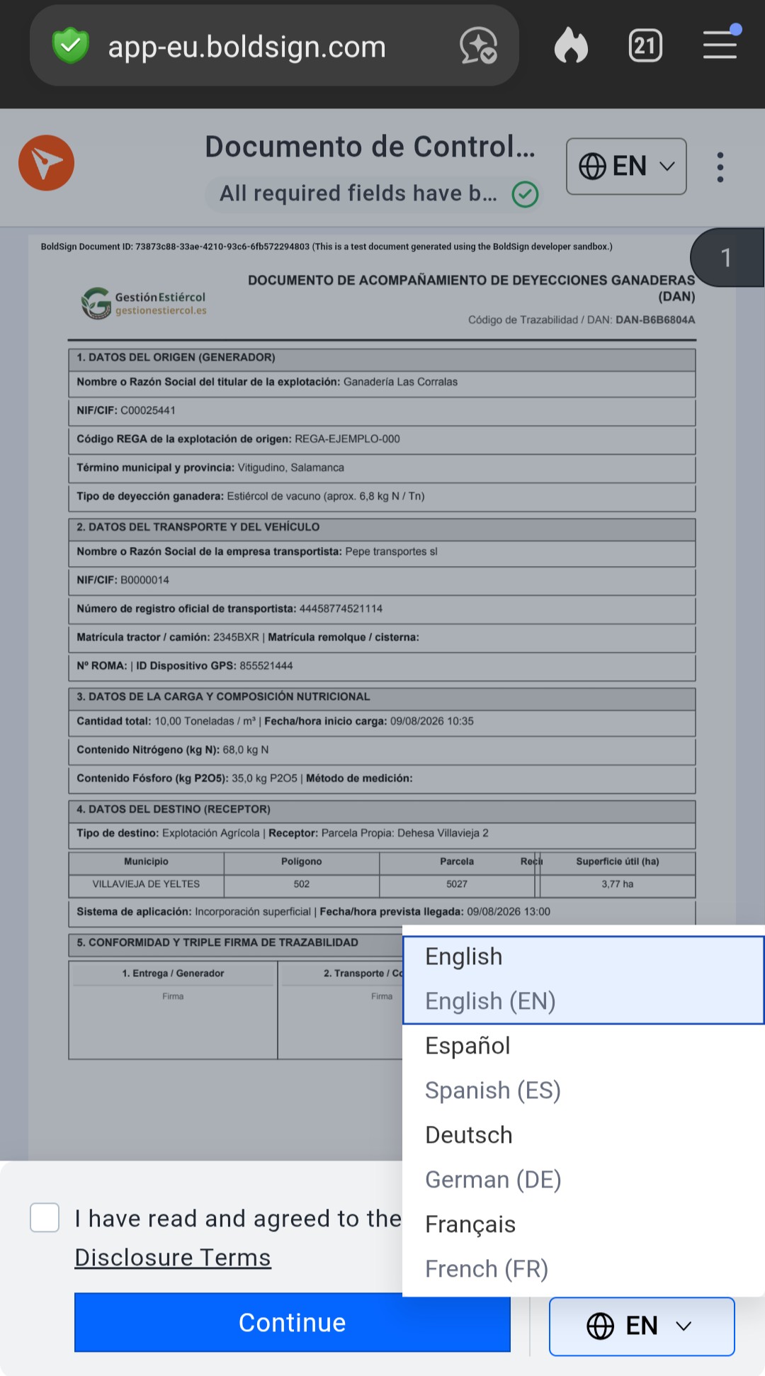 Cambio de Idioma