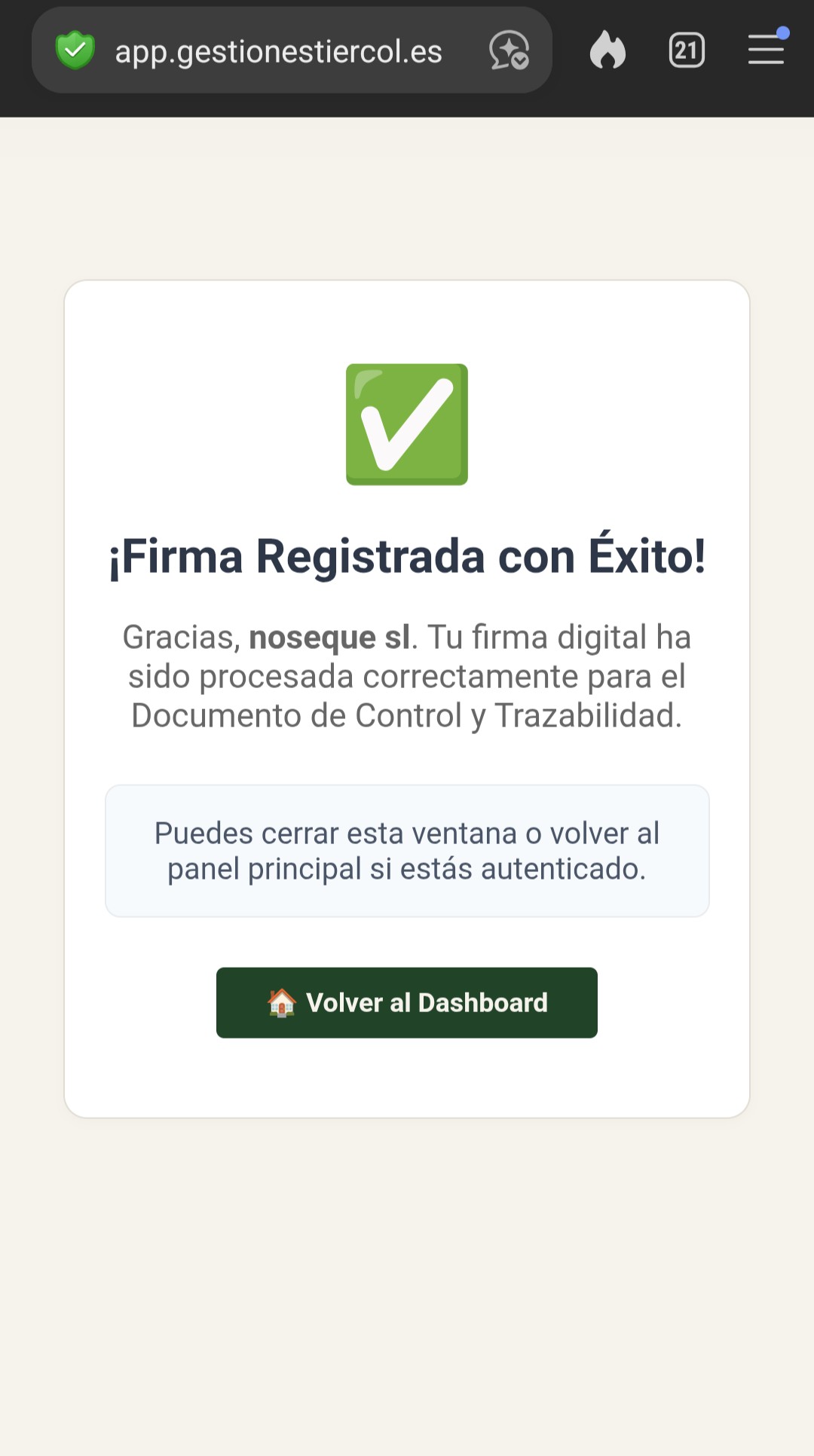Confirmación de Firma
